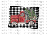 Christmas Truck with plaid background