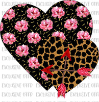 Floral and leopard hearts