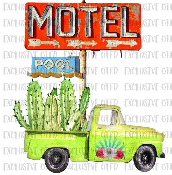 Motel sign with truck