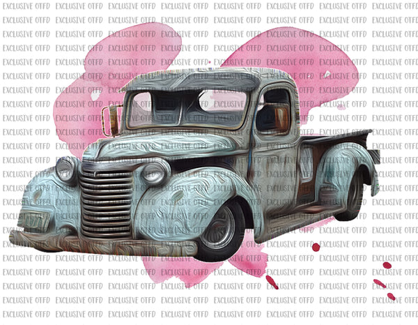 old truck with watercolor