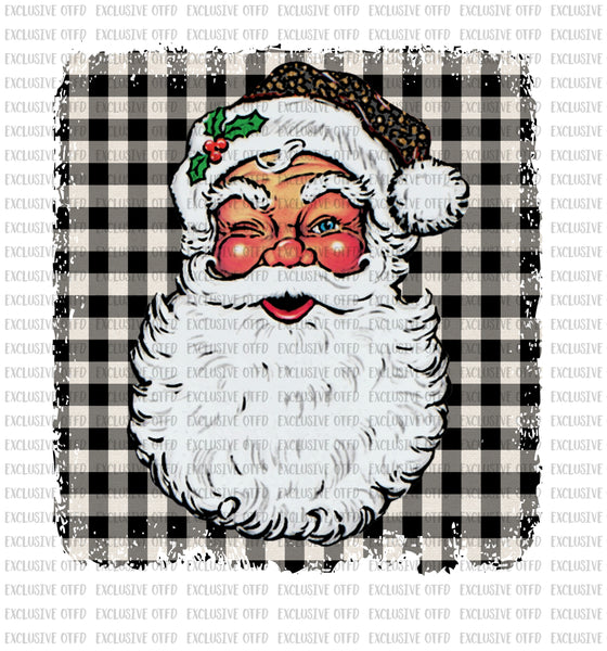 Santa with plaid background